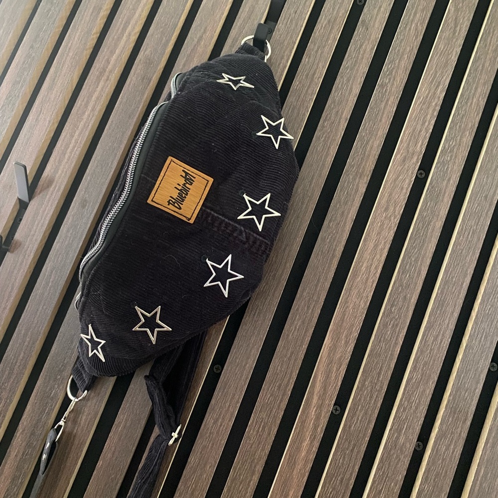 Black Crossbody Bag with Star Pattern